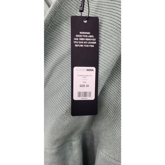 New NWT Plus Size Annabelle Sweater Mini Dress - Sage Size 3X Fashion Nova - Picture 10 of 10